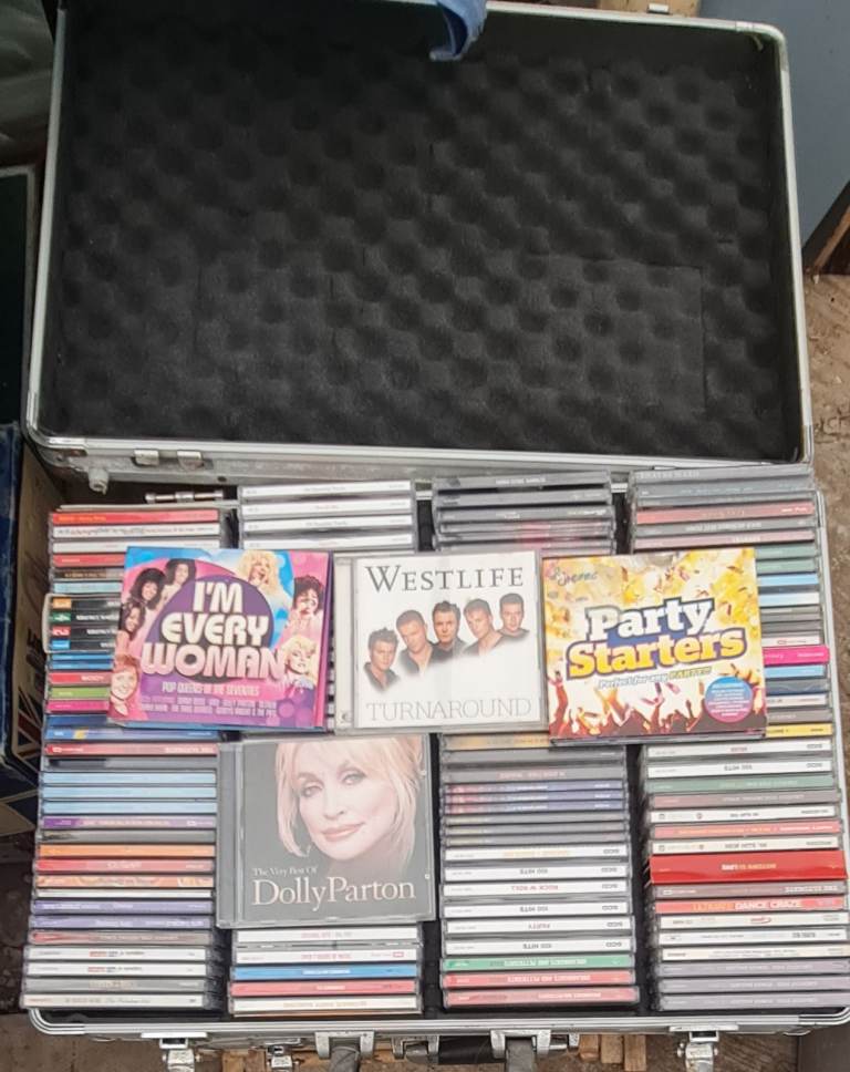 Large CD Collection & Metal Storage Case - Westlife, Dolly Parton & More