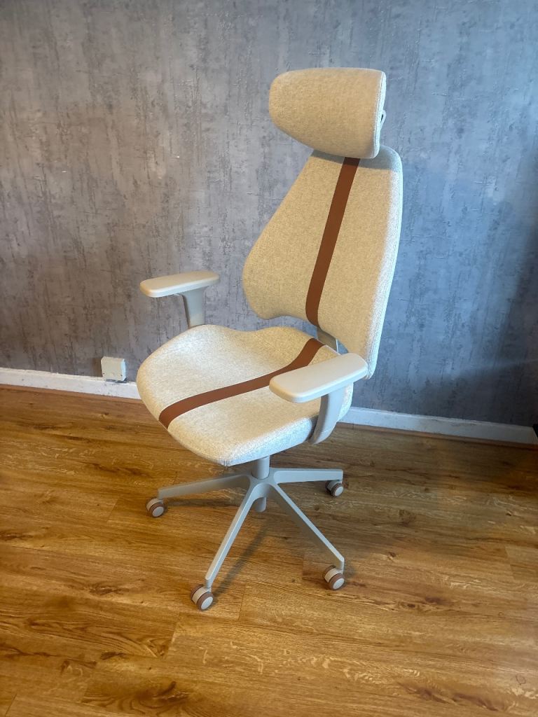 IKEA £270 Comfortable Fabric Office Chair – Beige & Brown, Good Condition
