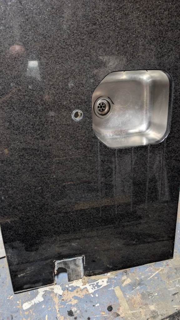 Black Granite Worktop with Sink 192x96cm