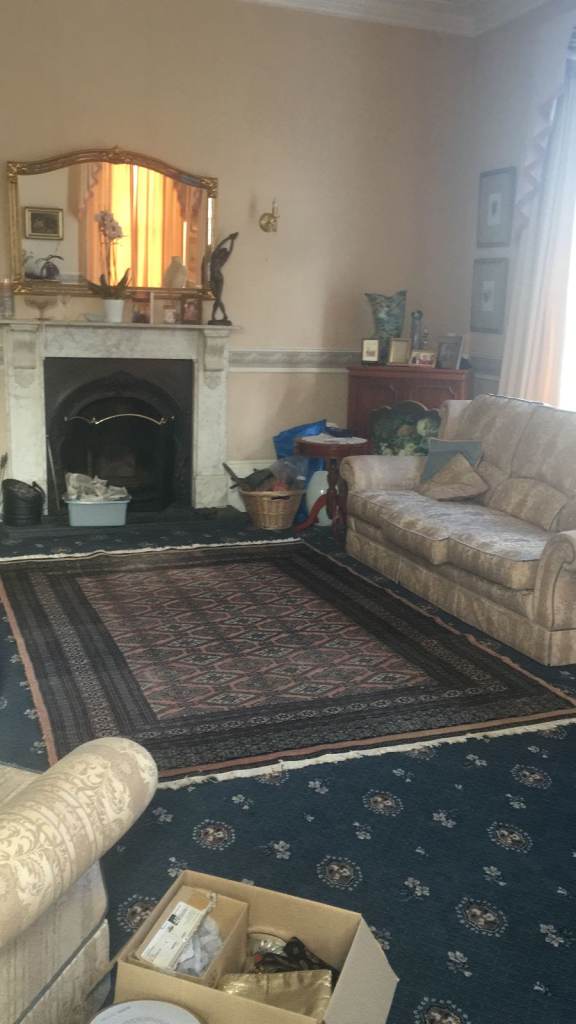 Large Persian 100% Wool Rug Pink Blue Black 