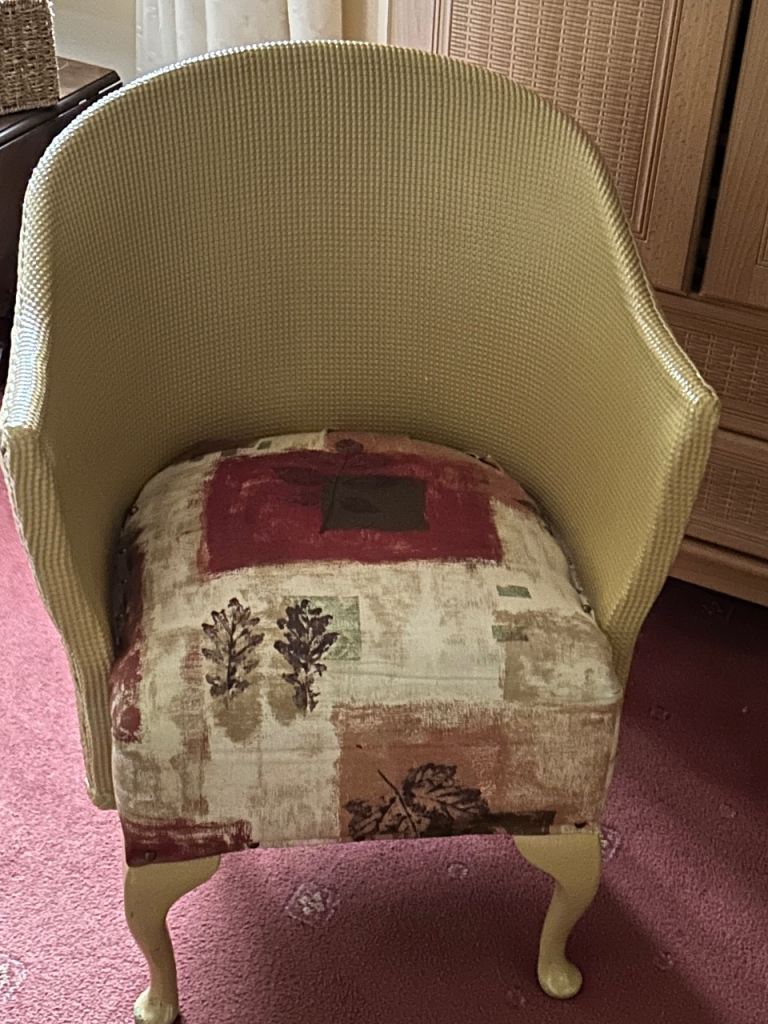 Old Retro Lloyd Loom style basket chair for bedroom or conservatory 