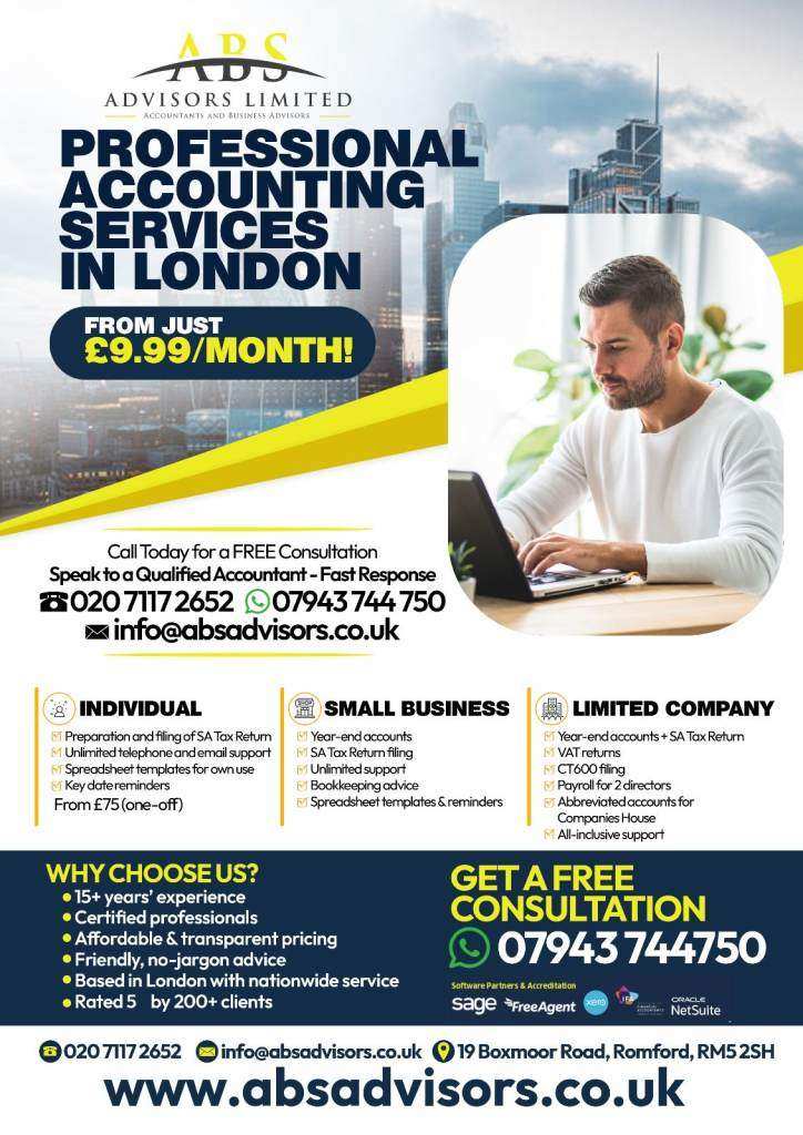 Tax & Accounting Services – Bookkeeping, Self-Assessment, VAT, CIS HMRC Refund & Xero (B5)