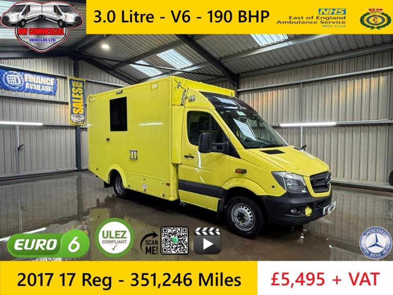2017 Mercedes-Benz Sprinter 519 CDI MWB Automatic Ex-NHS Ambulance Service + VAT NA DIESEL Automatic