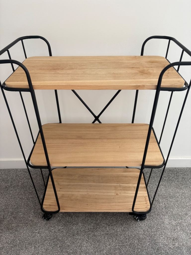 Black Metal and Wood Drinks Trolley