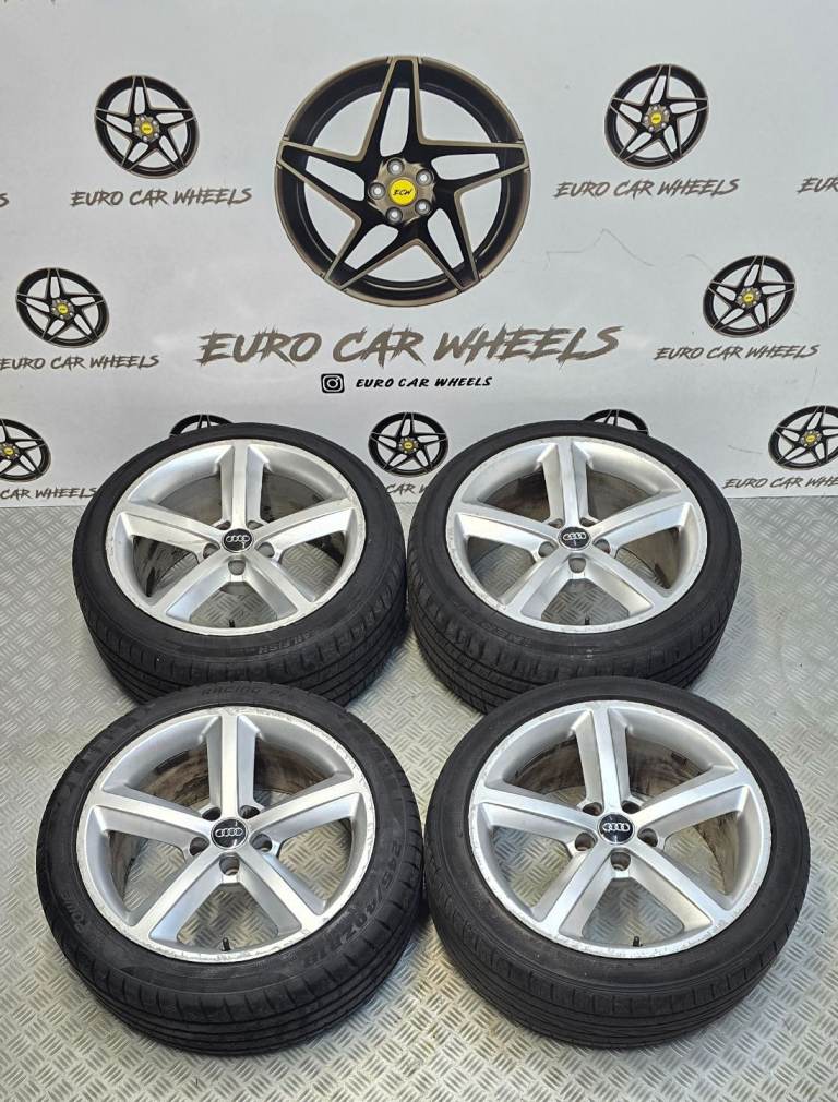 GENUINE AUDI 18" S-LINE A4 A5 S4 S5 TT TTS TTRS 5x112 WITH TYRES SILVER