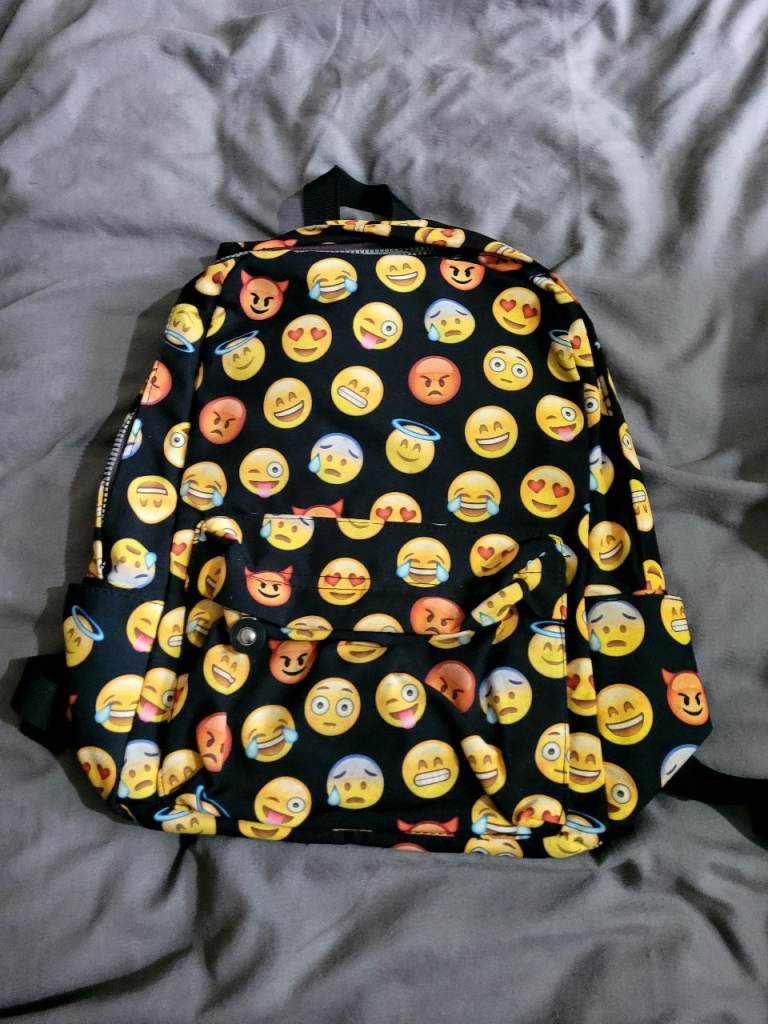 Fun Emoji Print Backpack Kids School Bag Travel Rucksack