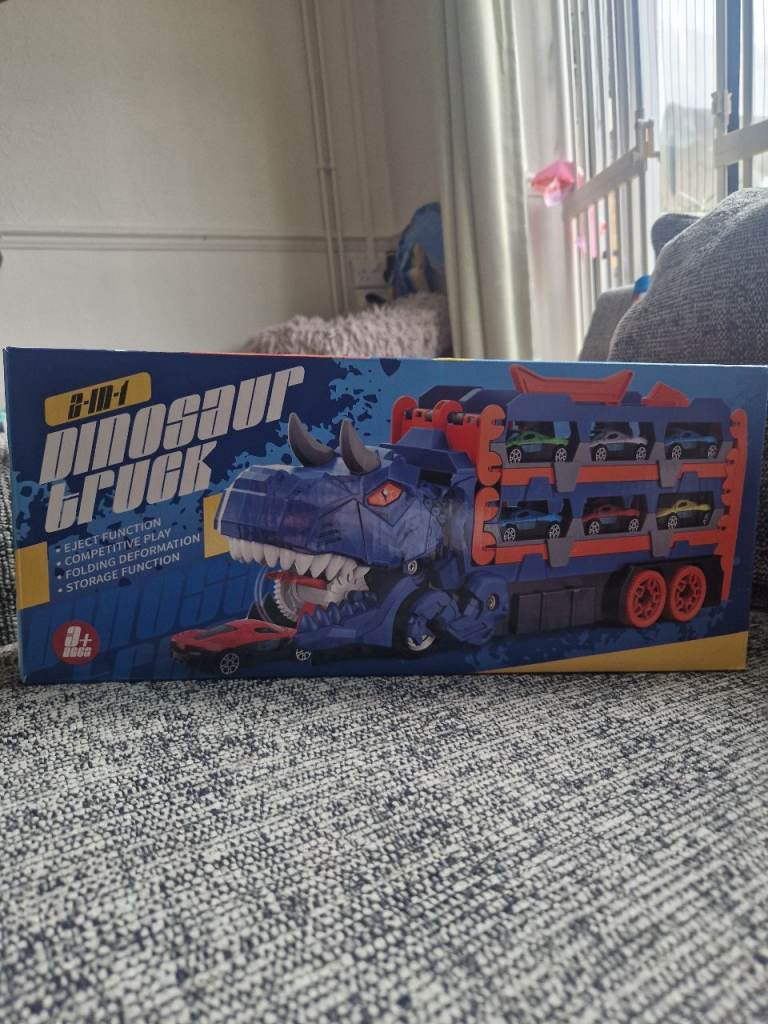 Dinosaur Truck Toy with Race Track and Cars