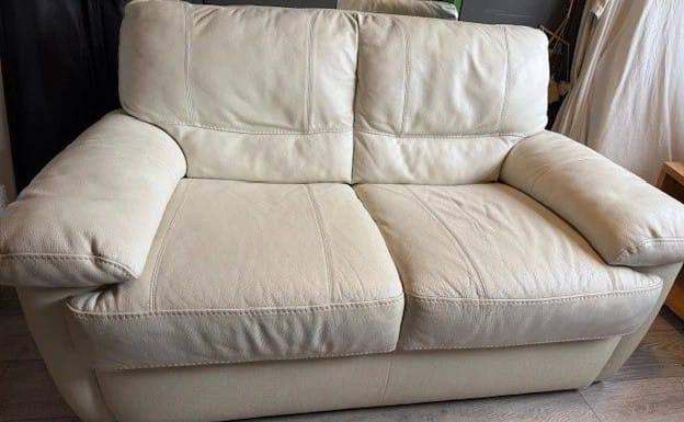 Harveys cream real leather sofa can deliver 