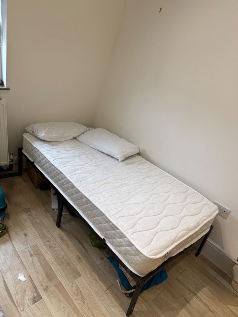 Metal Bed Frame + Thick Mattress + 2 free pillows 