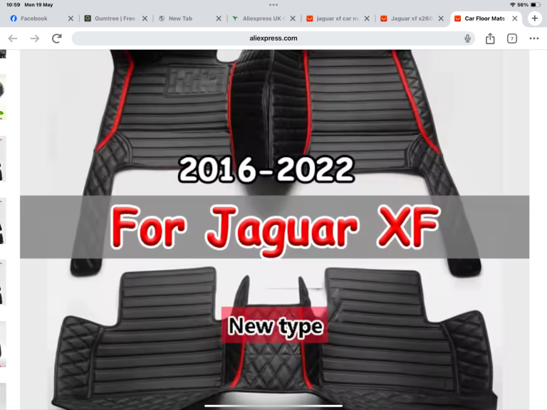 R.H.D JAGUAR XF X260 CAR MATS BLACK RED STRIP