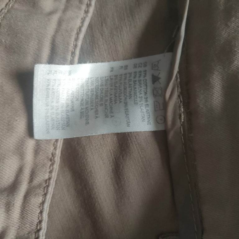 H&M Wide Leg Beige Cotton Trousers size EU 42 (UK 12 -14)