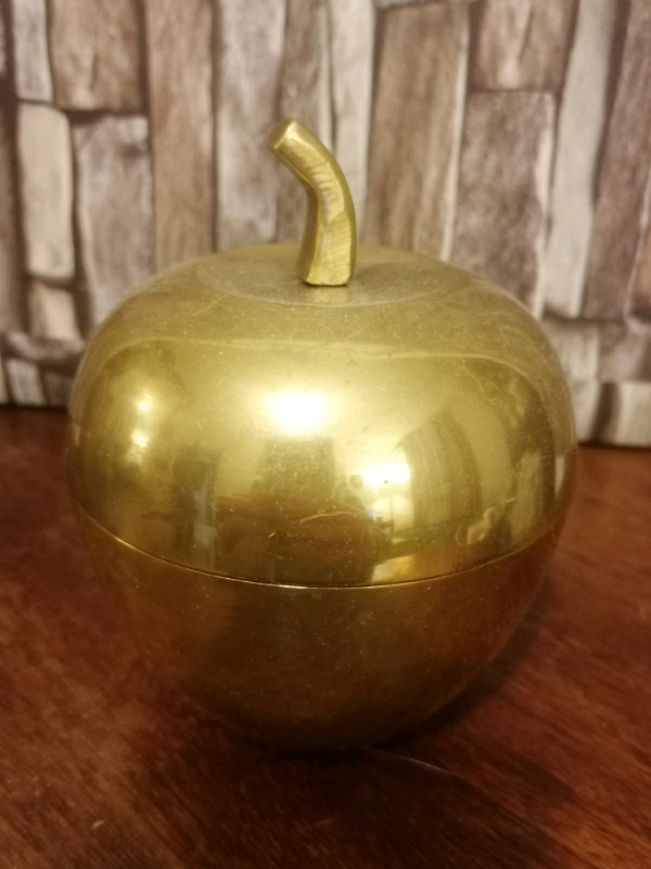 4,5inch Vintage Brass Apple Shaped Trinket Box