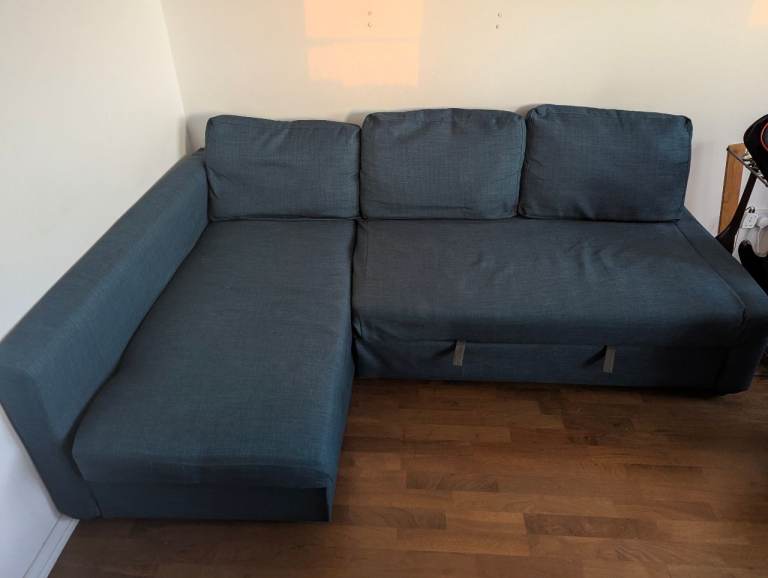 FREE: IKEA FRIHETEN Corner Sofa Bed with Blue Cover (Moving Sale)