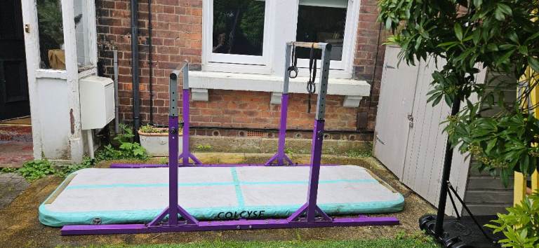 Kids Child's Gymnastics Horizontal Bar Kip Set with Colcyse Infatable Mat
