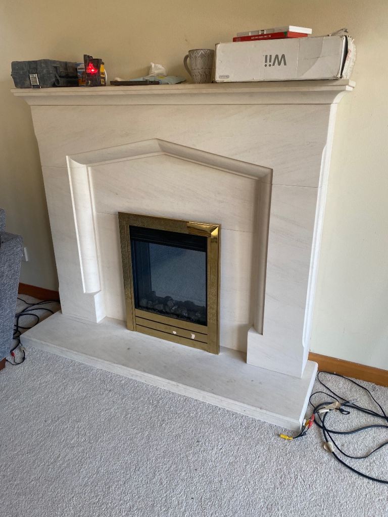 Cream Stone fireplace with 2kw fire