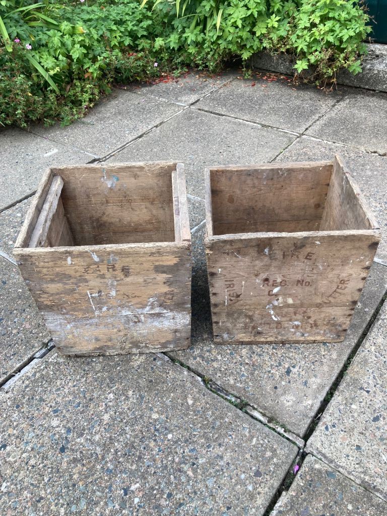 2 No. vintage Irish butter boxes