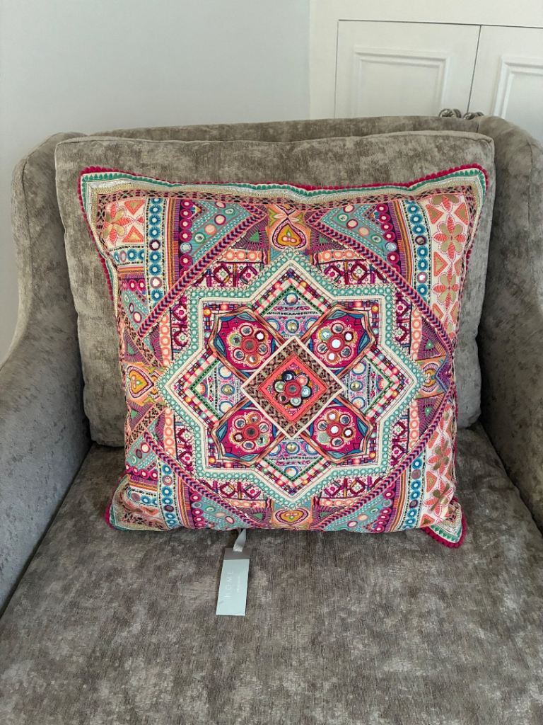 Monsoon Accessorize multicoloured square cushion. New. Collect Fulham