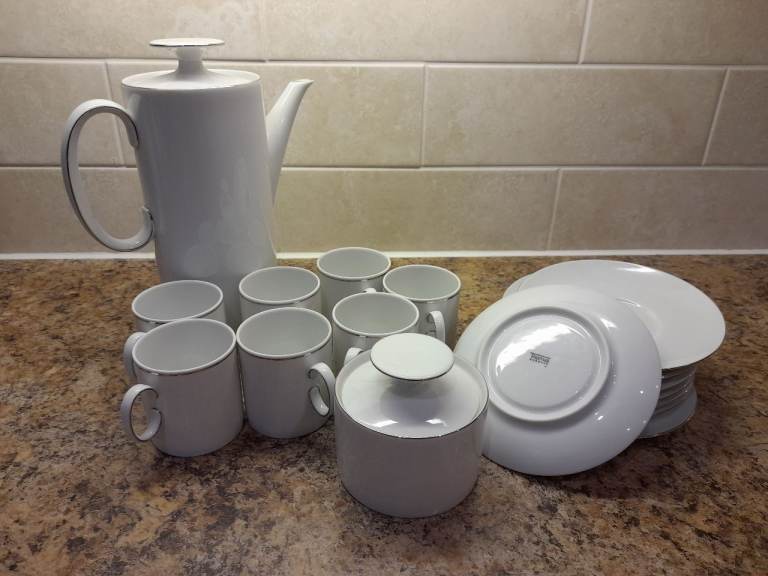 Thomas Germany Medallion white platinum coffee set