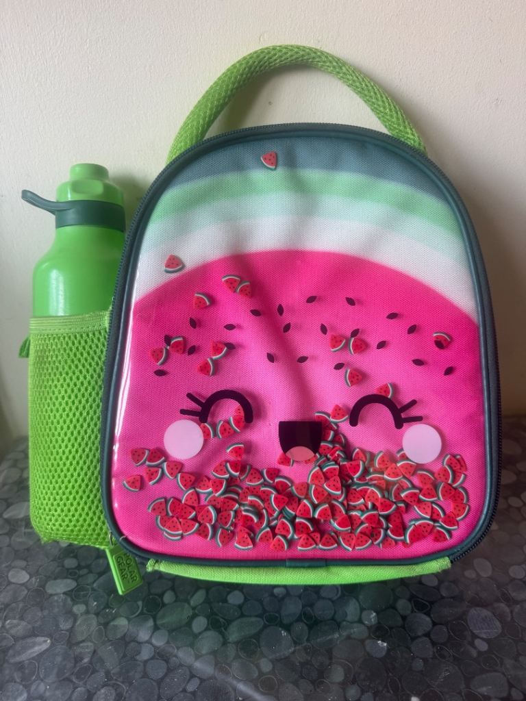 Green Kids' Lunch Bag with Water Bottle – Good Condition