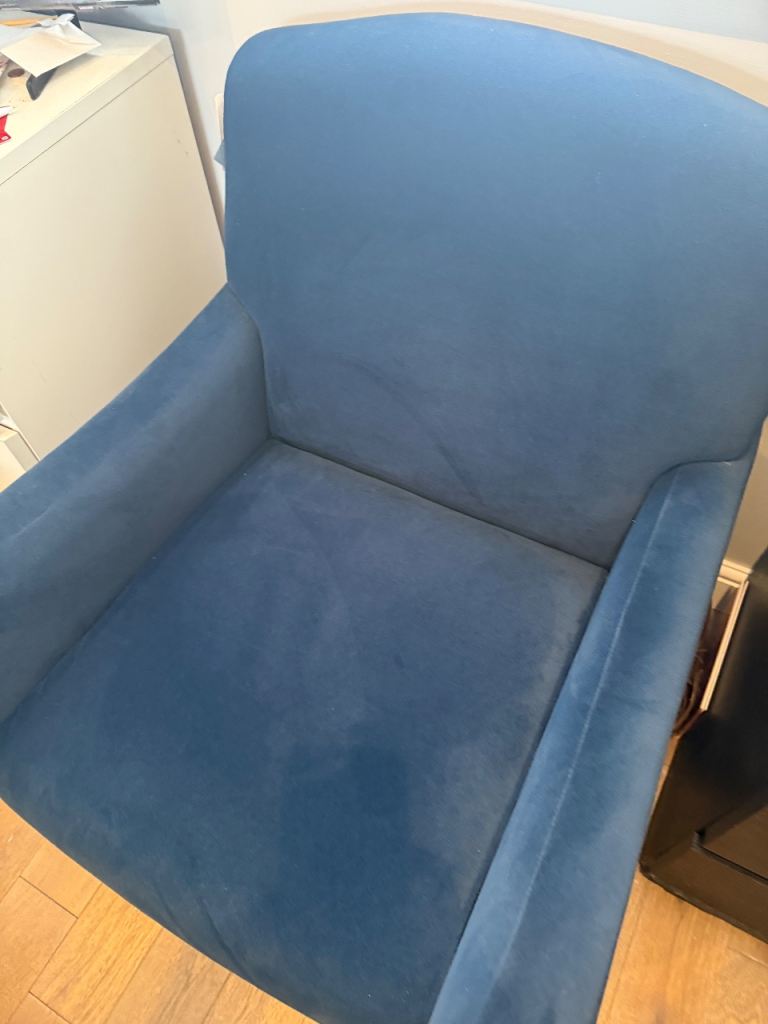M&S Blue Velvet Effect Relaxer Chair
