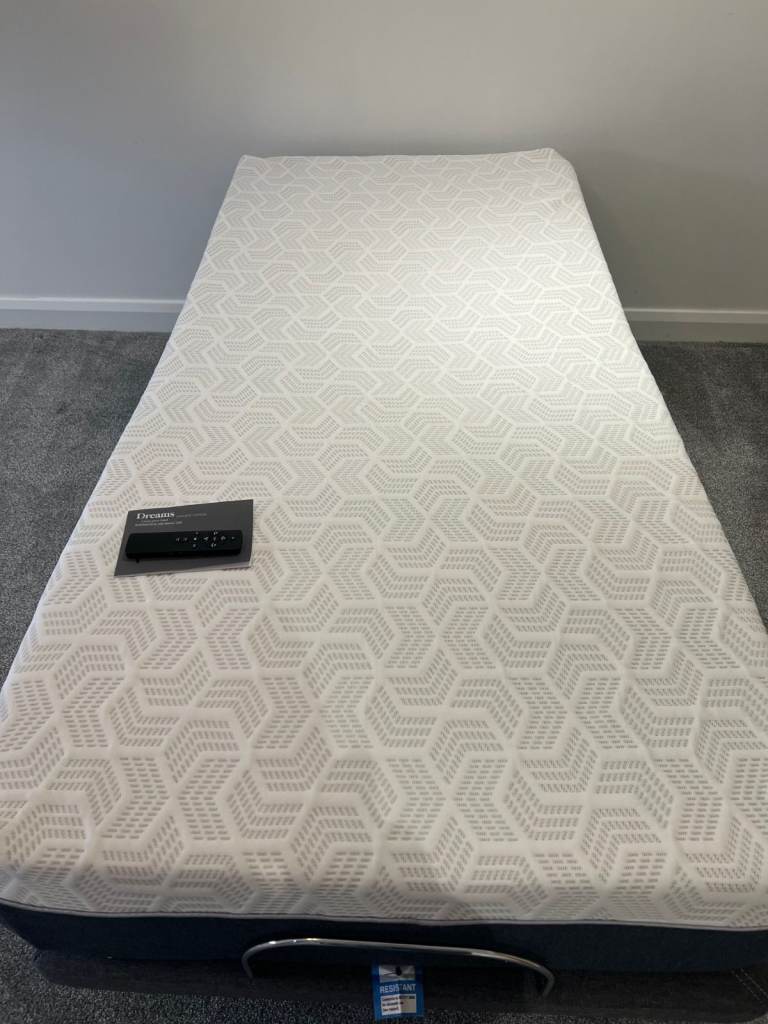 Dream Single Sleep Motion200i Adjustable Grey Bed with Mattress +Remote Control