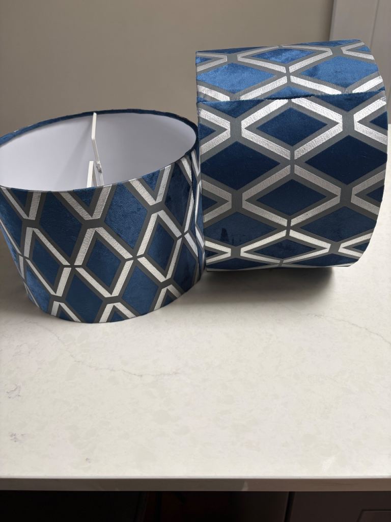 Glass table lamp with matching easy fit shades. 