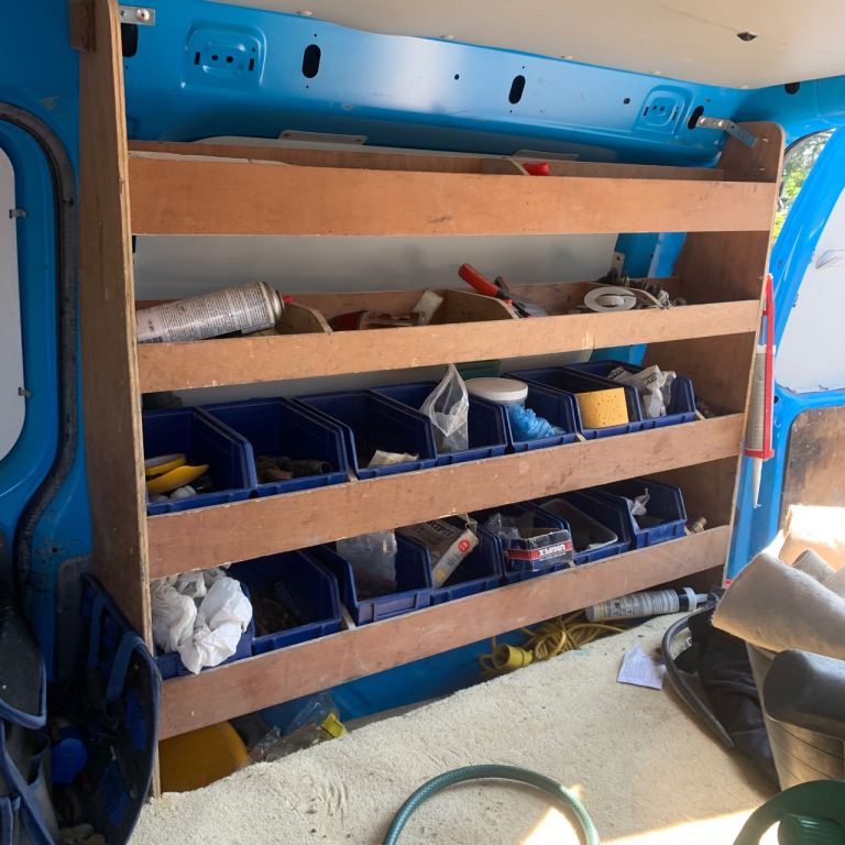 VW Caddy Maxi Ply Wood Plastic Bin storage rack 