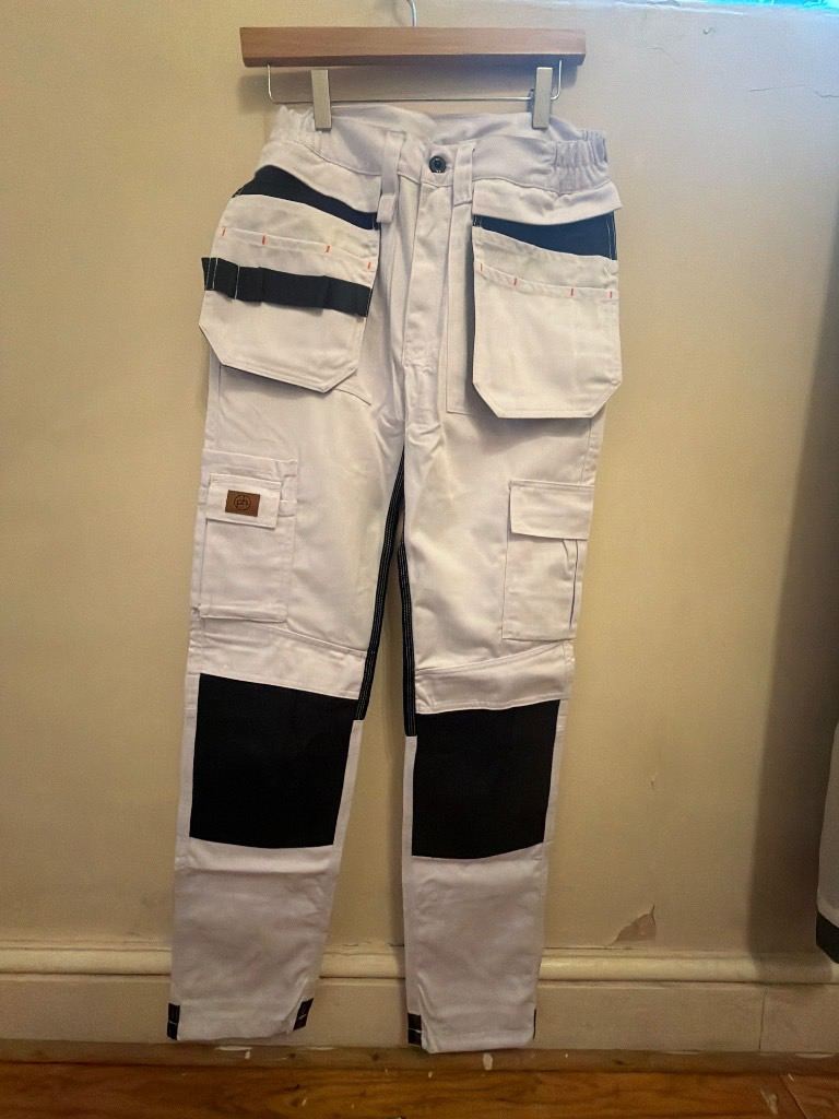 New White Work Trousers for painters with Black Accents multi size