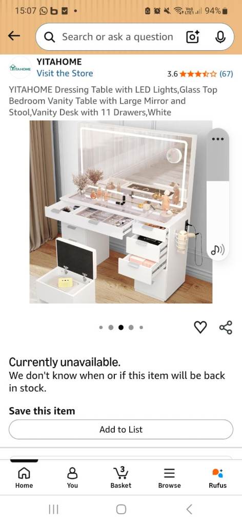 White touchscreen vanity | in Caerphilly | Gumtree