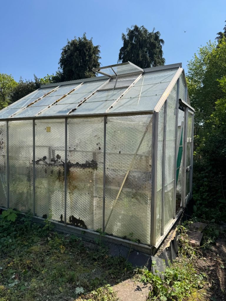 Glass greenhouse 8/10ft gardening plant house 