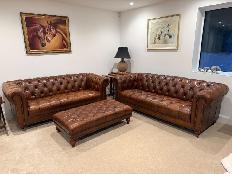 Chesterfield style leather sofa