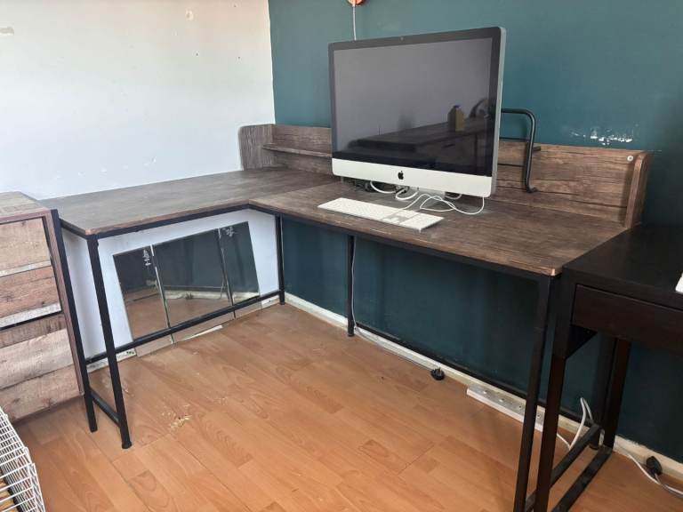 Wood and metal desk