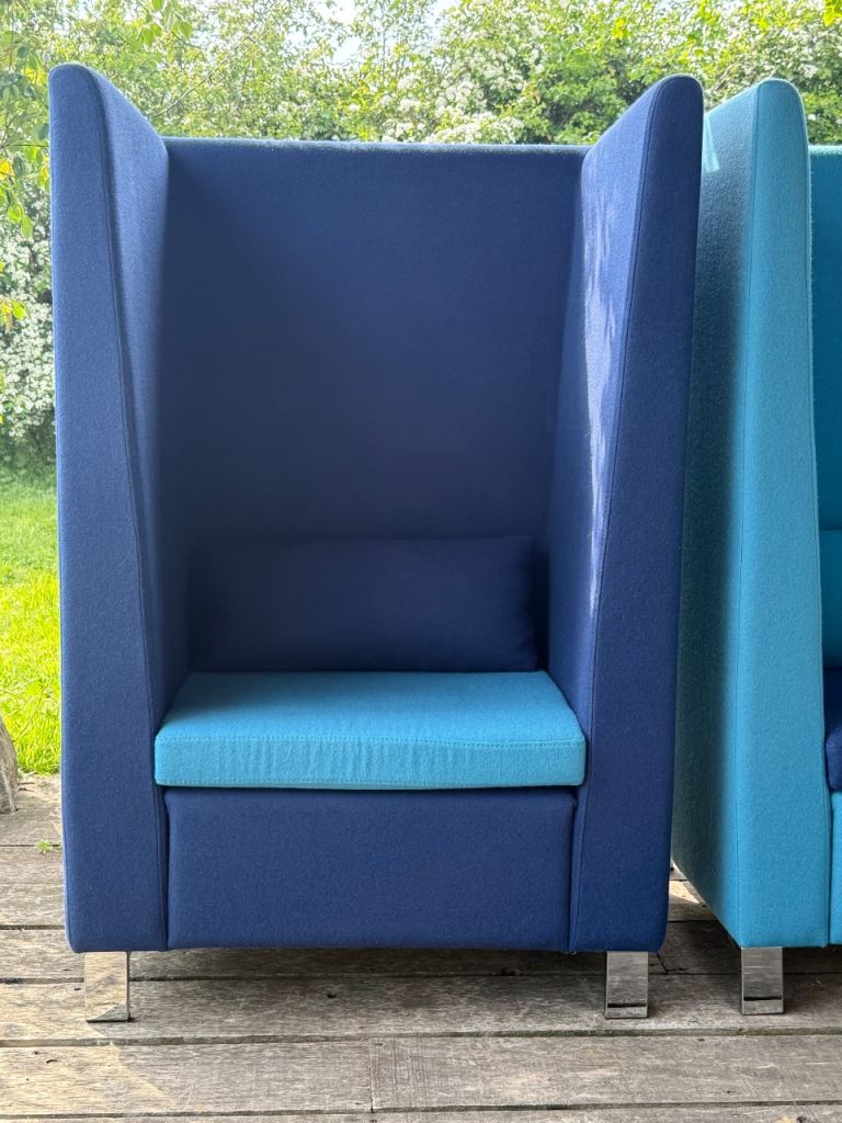 Sven Christiansen Acoustic Pod Chair - High Back Privacy Booth - Personal Office - Dark Blue