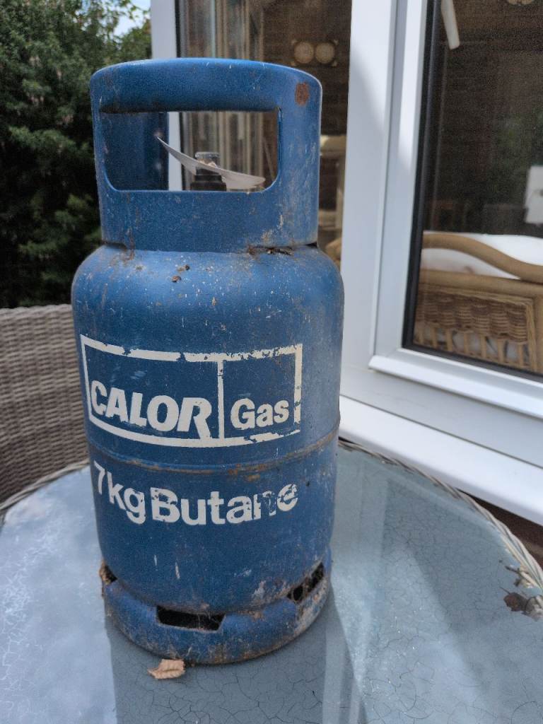Empty 7kg Butane Calor Gas bottle. Blue.