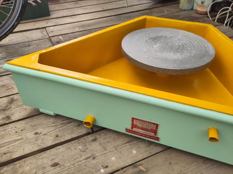 Modified Leach Potter's Wheel - treadle wheel - Woodley's Joinery - dismantled