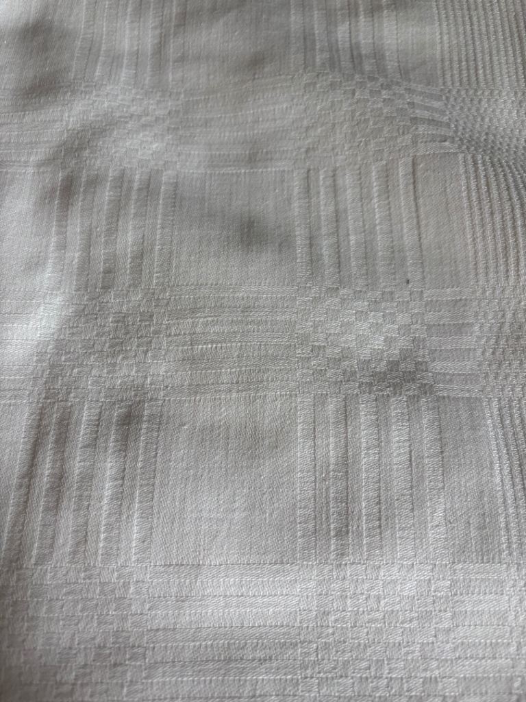 Large White Damask Cotton Tablecloth  6 foot x 2 foot, damask print