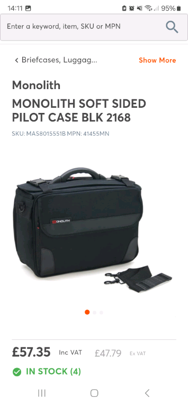 MONOLITH SOFT SIDED PILOT CASE BLK 2168