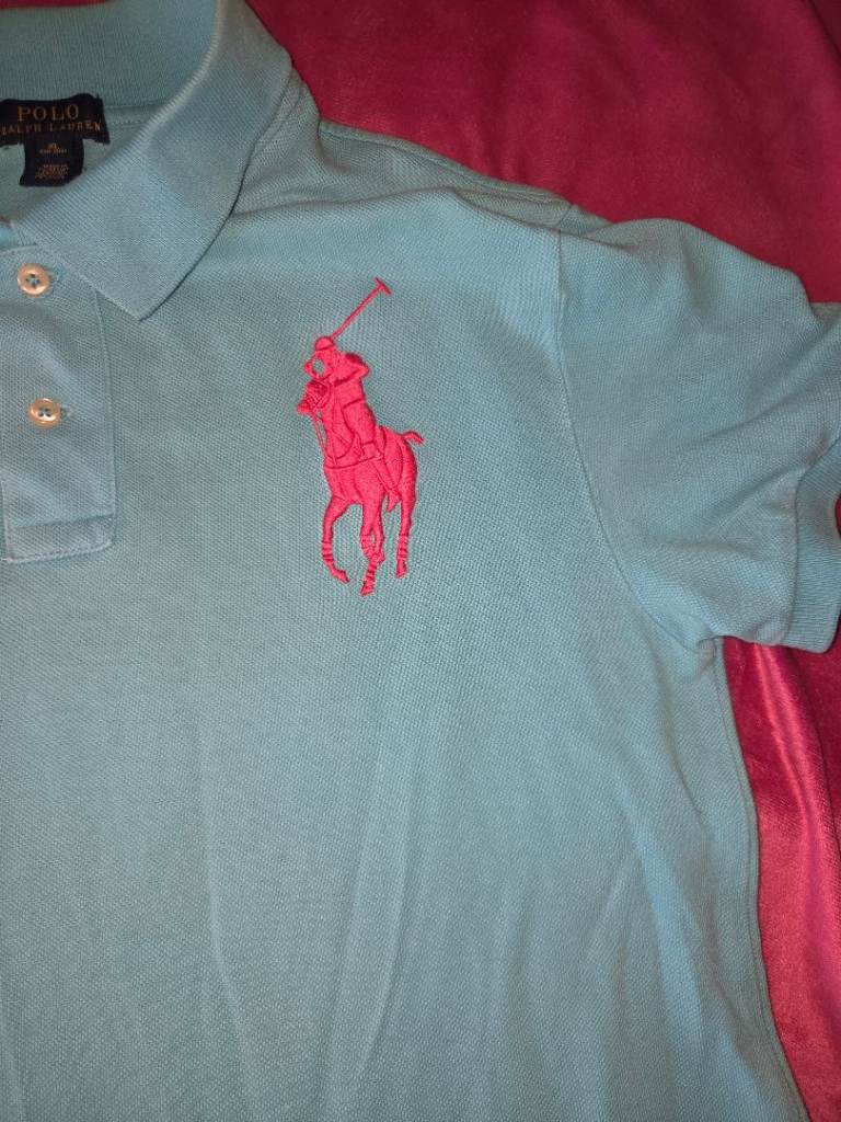 Ralph Lauren Big Pony Polo – Light Blue / Pink – Size XL (18–20) – Great Used Condition