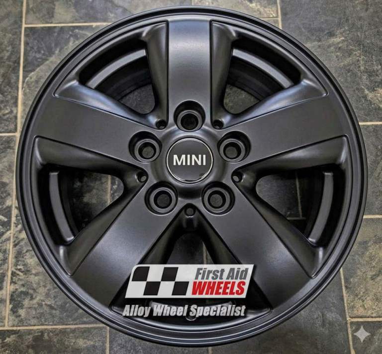 R670BS Swap MINI COOPER 4X 15'' GENUINE 492 HELI SPOKE SATIN BLACK ALLOY WHEELS