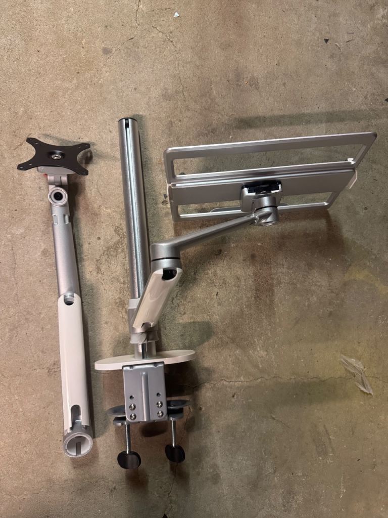 Premium Aluminium Dual Monitor Arm & Laptop Stand – Desk Mount – Fully Adjustable