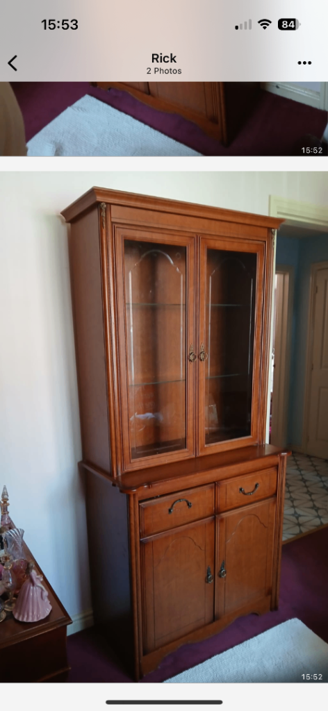 Wooden Display Cabinet with Glass Doors