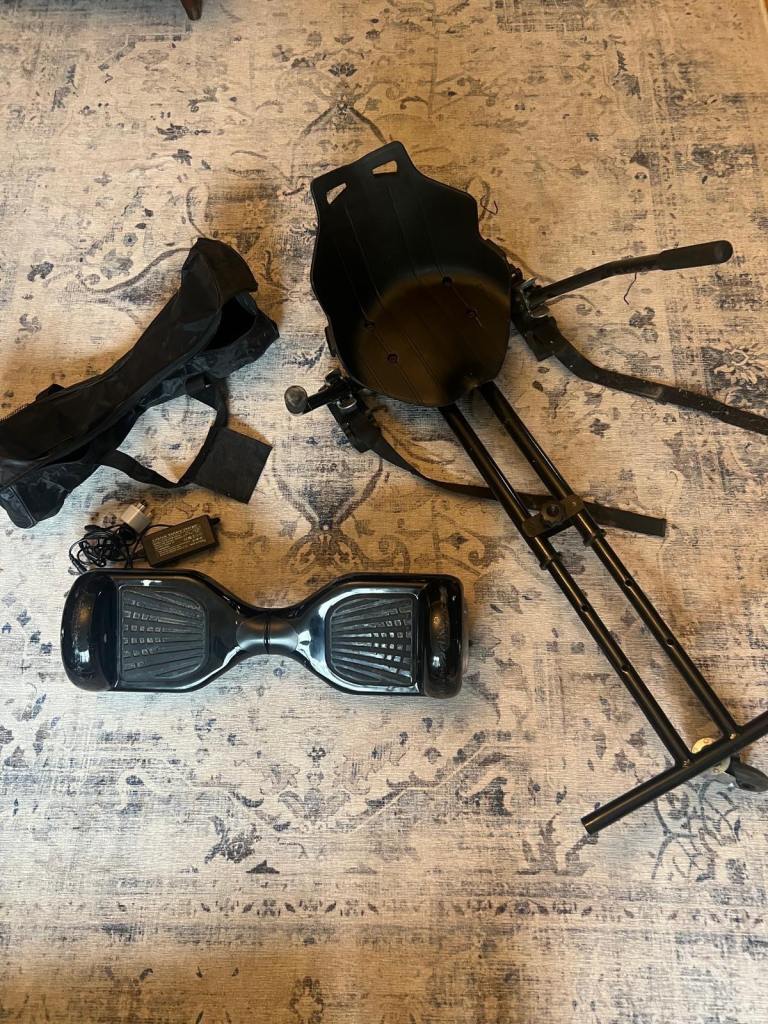 Black Hoverboard with Go-Kart Attachment and Charger