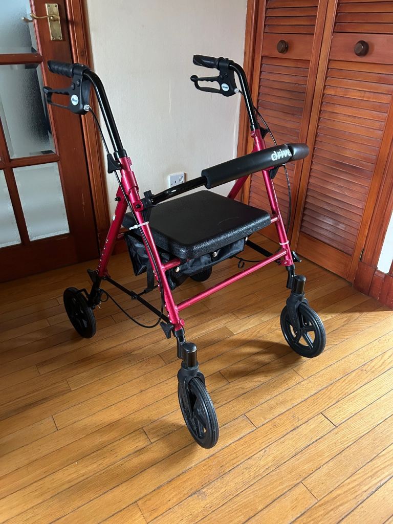 Red Drive Medical Rollator Walker with Seat – Good Condition