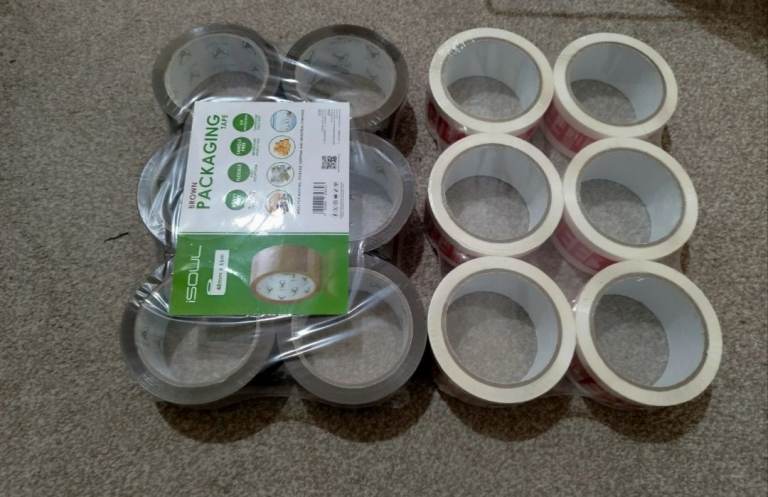 New Clear and Brown Packaging Tape Rolls - Bulk Pack
