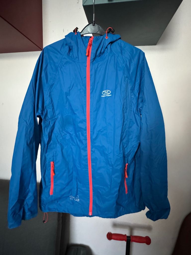 Highlander Stow & Go Waterproof Jacket Blue/Orange Size L Lightweight Packaway