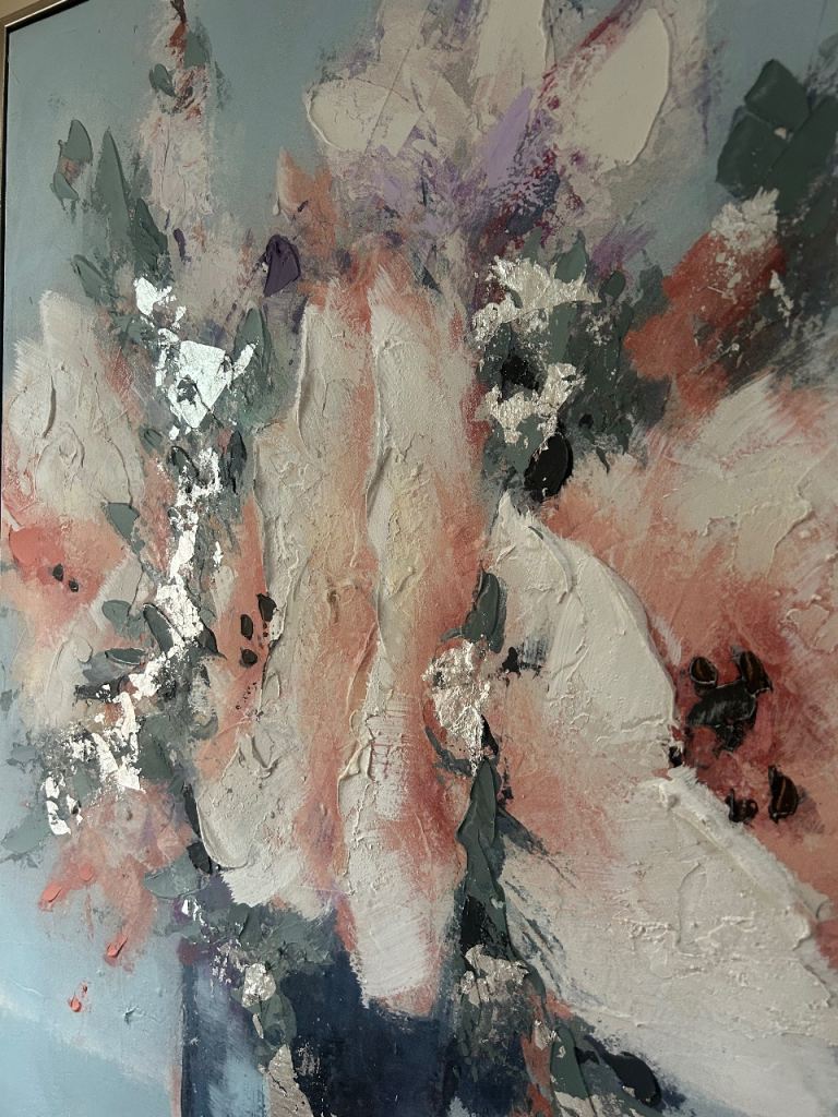 Abstract Floral Painting by A. Young - Framed Wall Art