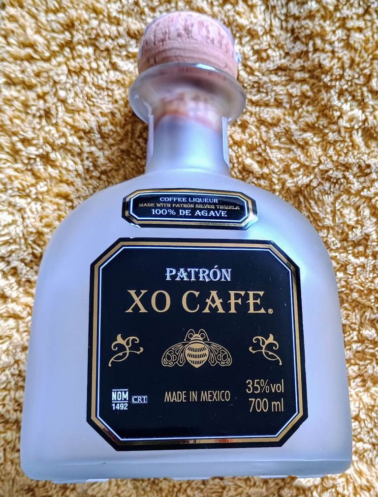 PATRON 700ml frosted bottle with cork XO CAFE - discontinued (empty bottle)