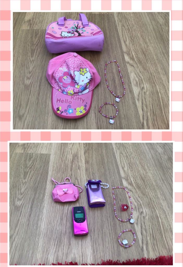 🧸 The Hello Kitty bag with Hello Kitty Cap 🧸 bracelet and Necklace  Plus Purse  