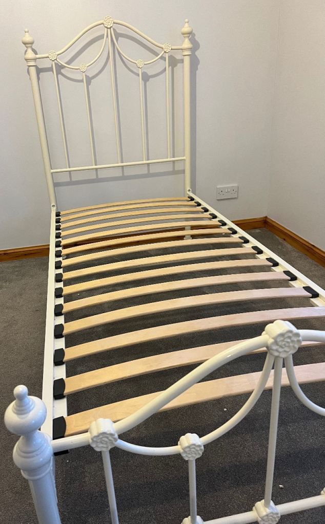 image for Cream single bed frame