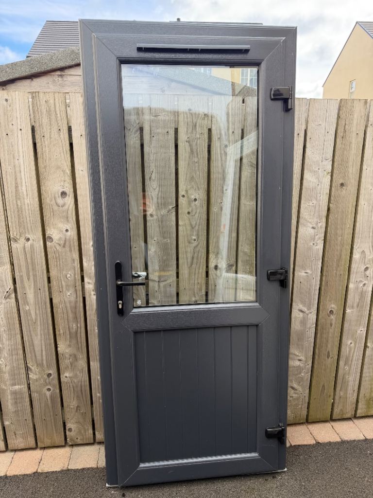 PVC CHARCOAL ON WHITE SINGLE DOOR PATIO DOUBLE COMPOSITE 